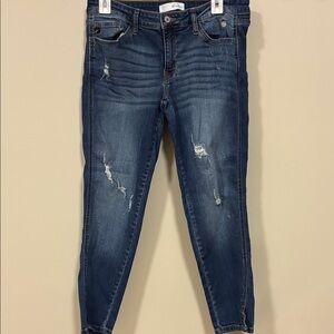 KanCan Dark Blue Distressed Ankle Jeans